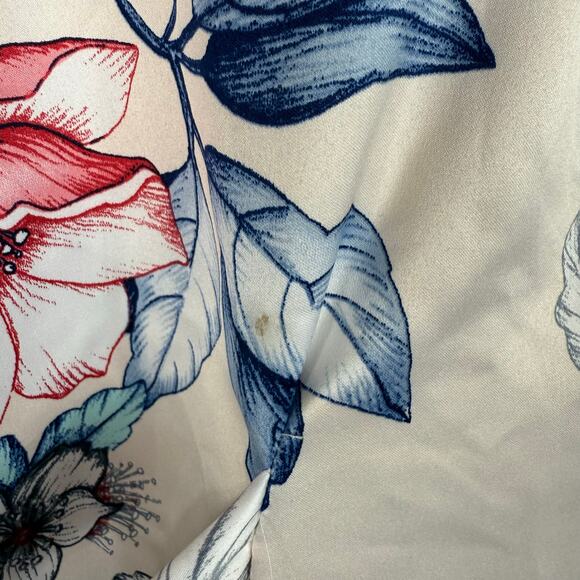 Linea Donatella Satin Short Robe Women's Large Pink Blue Floral - Picture 11 of 11